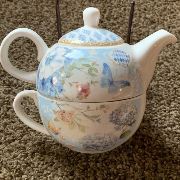 Delton Products Summer River Tea Pot w/Cup Set - Picture 2 of 9
